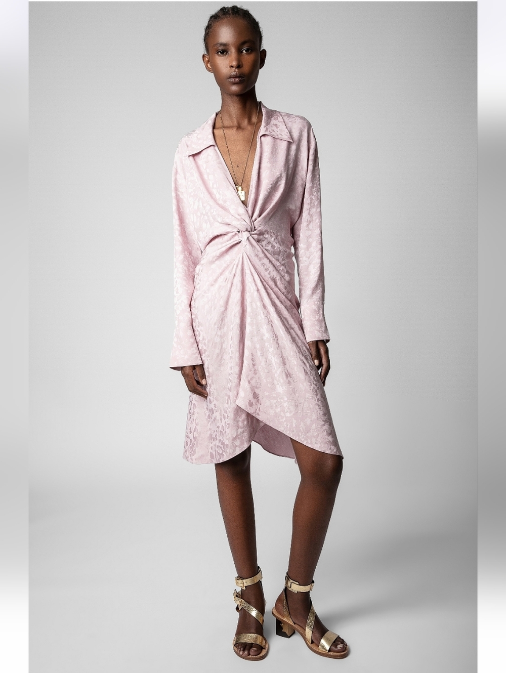 Zadig And Voltaire Rozo Silk Jacquard Leopard Print Lilac dress Size XS
